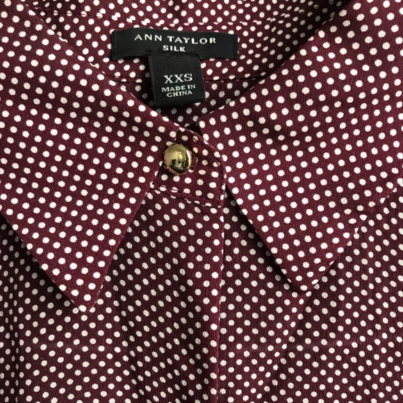 Maroon polka dot silk blouse - Picture 3 of 3